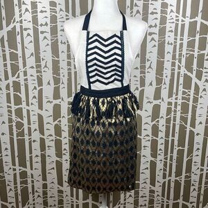 Max Studio Metallic Gold Ikat Printed Apron